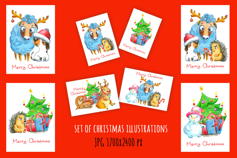 set-of-christmas-illustrations-with-hand-drawn-elements