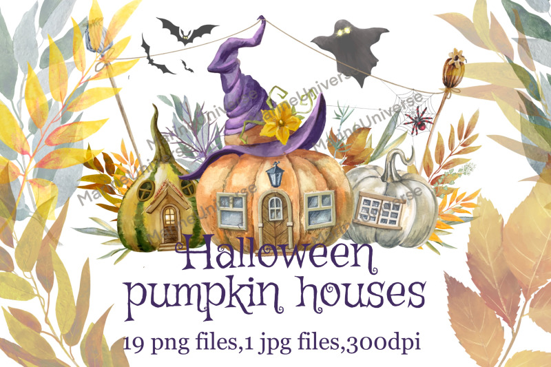 halloween-pumpkins-pumpkin-houses-watercolor-pumpkins