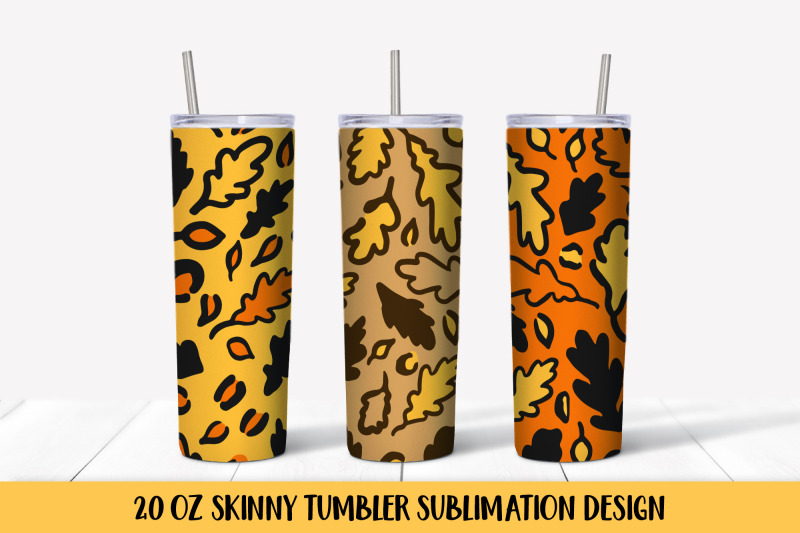 autumn-oak-leaves-leopard-print-tumbler-wrap-designs-png