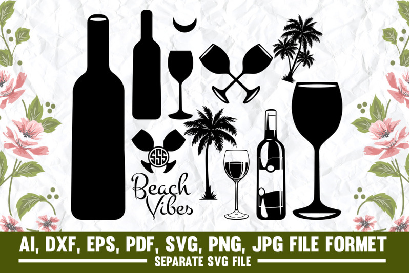 wine-bottle-glass-glass-bottle-wine-tree-beach-vibes-monogram-moon