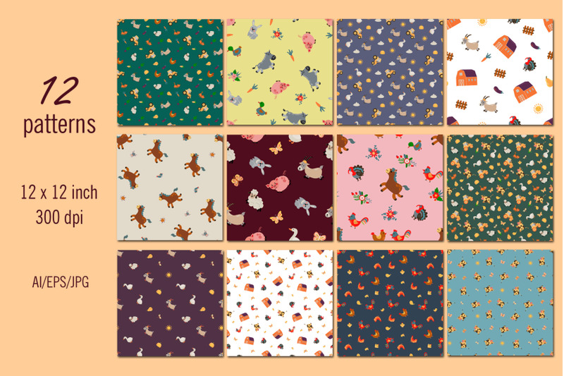 farm-digital-paper-seamless-patterns