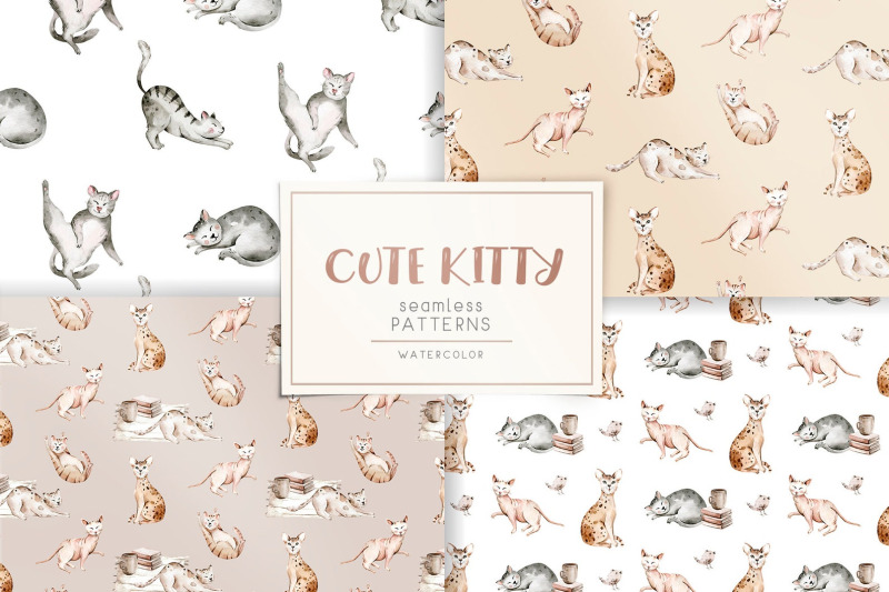 cats-watercolor-seamless-patterns-kittens-wallpaper-digital-paper