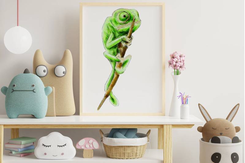 chameleon-watercolor-animal-clipart