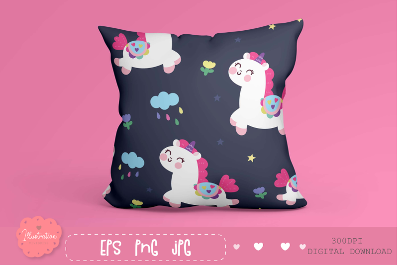cute-unicorn-seamless-pattern-digital-paper-pony-cartoon
