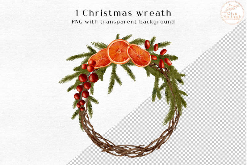 watercolor-christmas-wreath-with-fir-tree-branches-winter-clipart-png