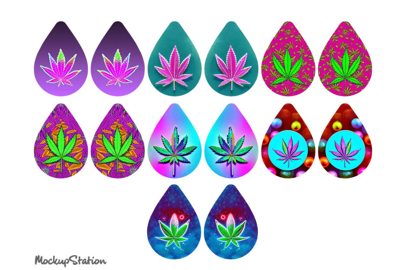 weed-earring-sublimation-bundle-marijuana-tear-drop-png
