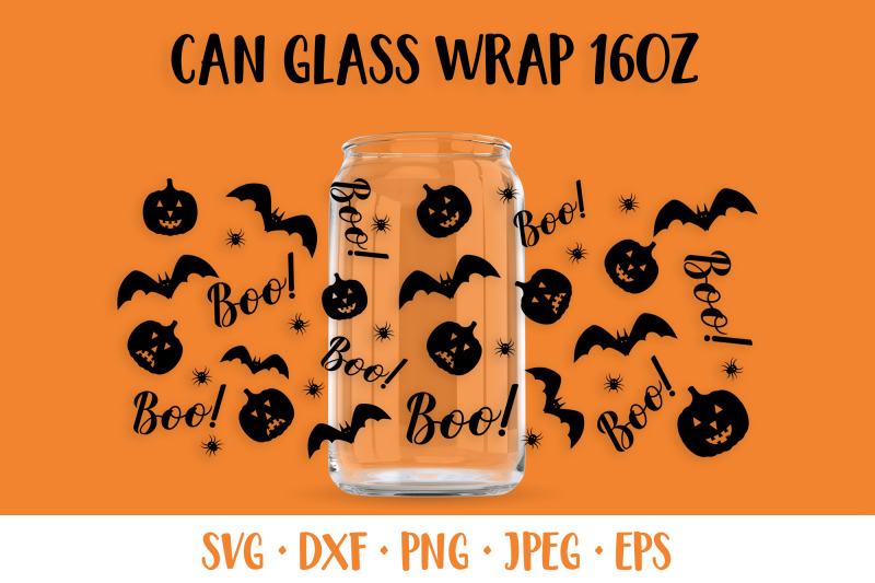 halloween-pumpkin-and-bats-can-glass-wrap-svg-boo-glass-can