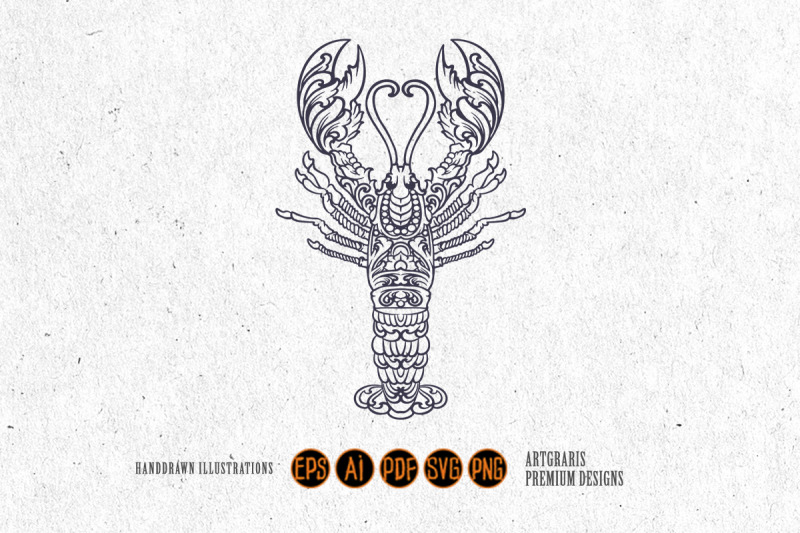 silhouette-lobster-seafood-elegant-ornament-illustrations