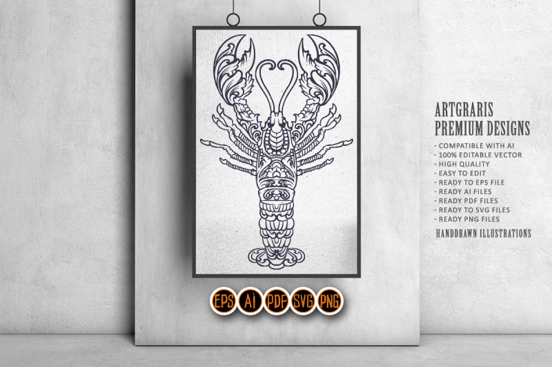 silhouette-lobster-seafood-elegant-ornament-illustrations