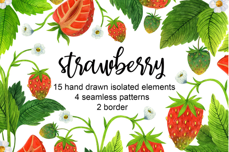 strawberry-watercolor-clipart-summer-berry-set