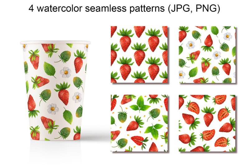 strawberry-watercolor-clipart-summer-berry-set