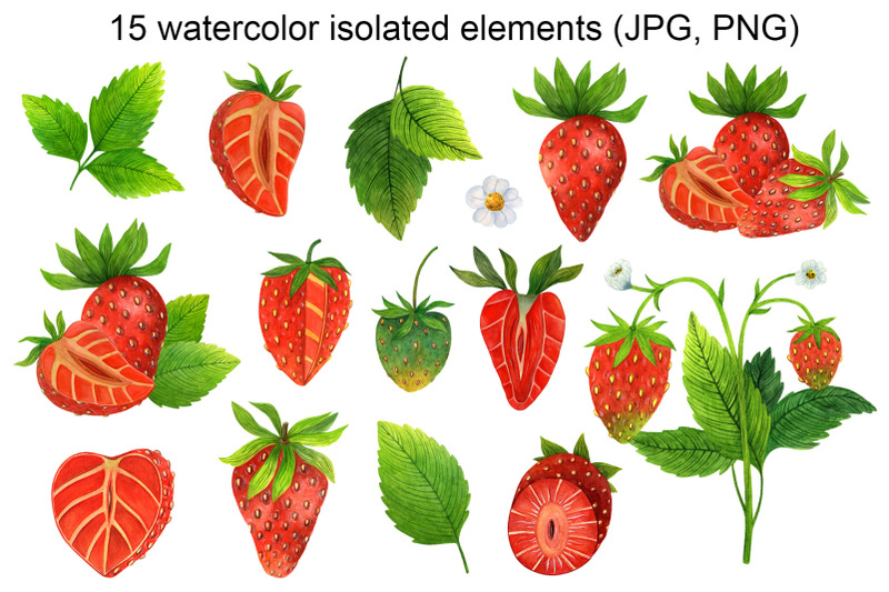 strawberry-watercolor-clipart-summer-berry-set