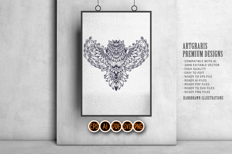 silhouette-flying-owl-ornament-flourish-svg-illustrations