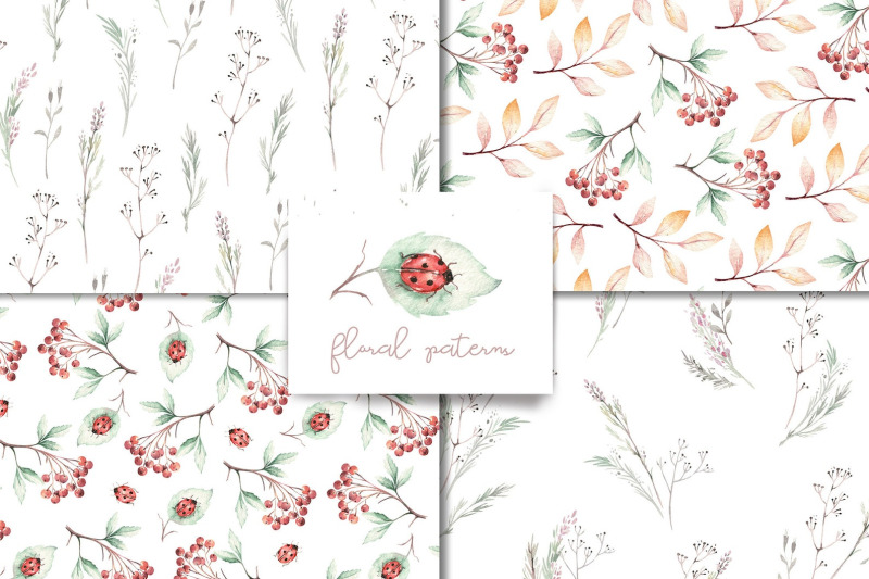 watercolor-boho-autumn-herbal-plants-pattern-scrapbook-paper