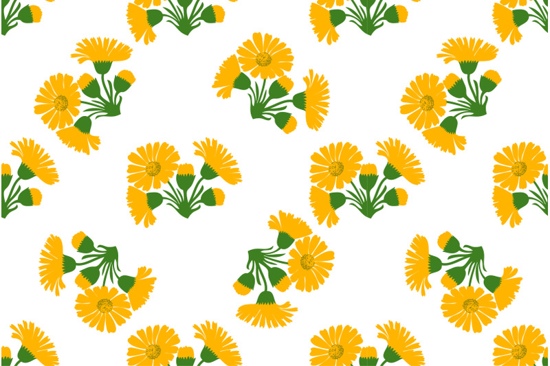 botanical-plant-flowers-dandelions-seamless-pattern-vector-illustratio