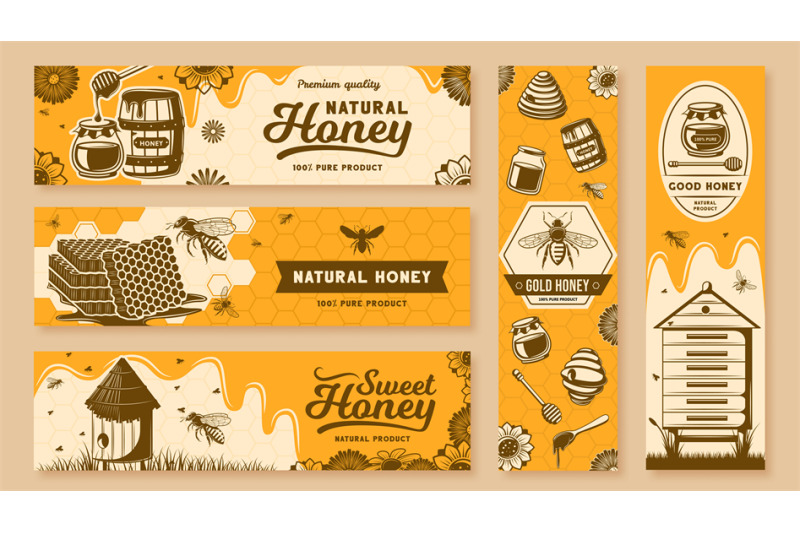 hone-banners-healthy-natural-sweets-bee-farm-products-and-header-wit