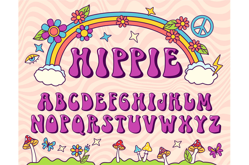 hippie-stylized-font-groovy-alphabet-seventies-letters-for-nostatgic