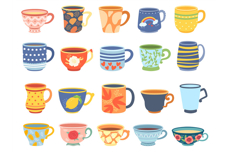 cartoon-cups-vintage-english-teacup-coffee-cup-and-kitchen-mug-tea