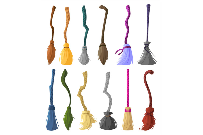 witch-brooms-magic-halloween-broomstick-wizard-broom-and-old-wooden