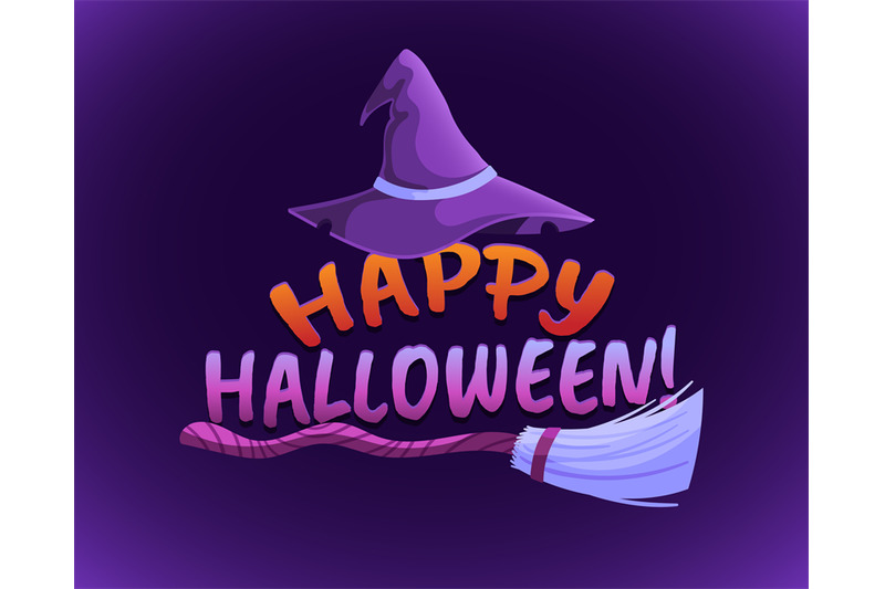 happy-halloween-banner-card-with-witch-broom-and-wizard-hat-hallowee