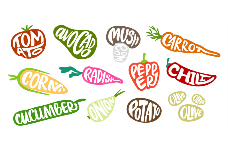 vegetables-lettering-grocery-badges-with-typographical-vegetable-name