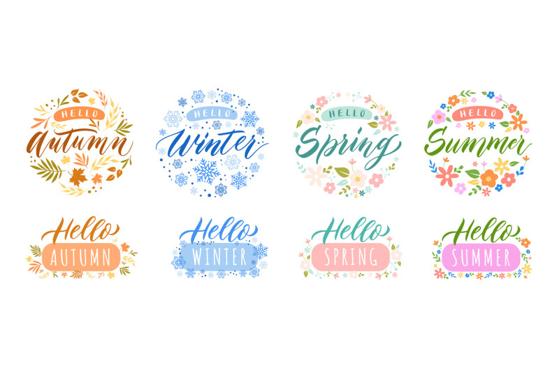 hello-season-lettering-badge-autumn-winter-spring-and-summer-season