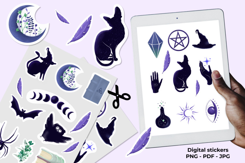 witchy-stickers-printable-witchcraft-goodnotes-stickers