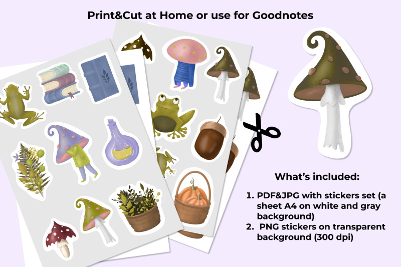 goblincore-stickers-frogs-and-mushrooms-goodnotes-png