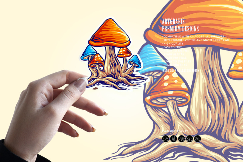 mushrooms-cute-colorful-svg