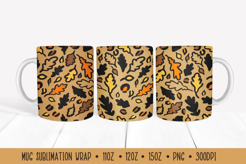 colorful-fall-leaves-mug-wrap-leopard-print-sublimation-mug