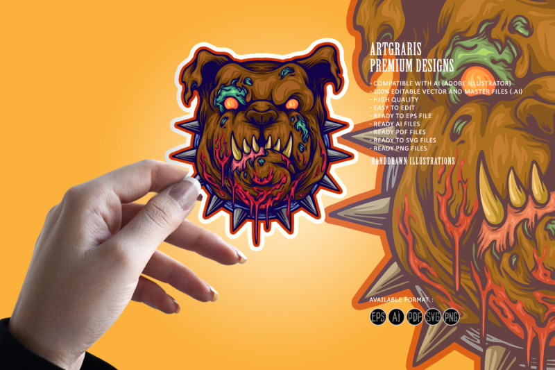 angry-zombie-bulldog-head-svg