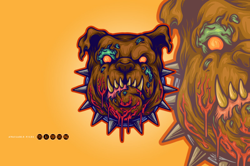 angry-zombie-bulldog-head-svg