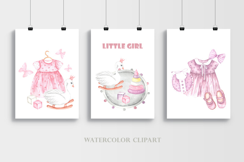 little-girl-watercolor-clipart-newborn-girl-baby-clothes-dress