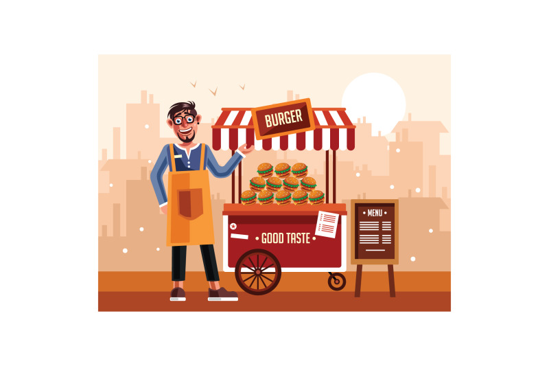 burger-street-food-cart-with-seller