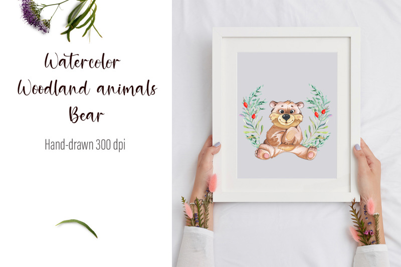 watercolor-bear-and-beautiful-wreath-png-for-sublimation