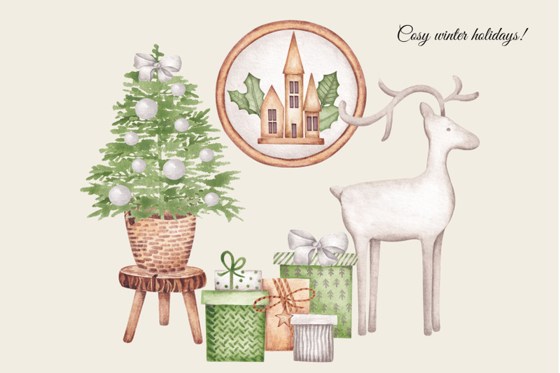 watercolor-illustrations-quot-christmas-chimney-quot