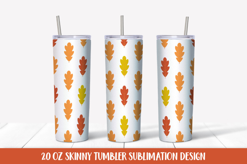 fall-tumbler-wrap-sublimation-oak-leaves-skinny-tumbler