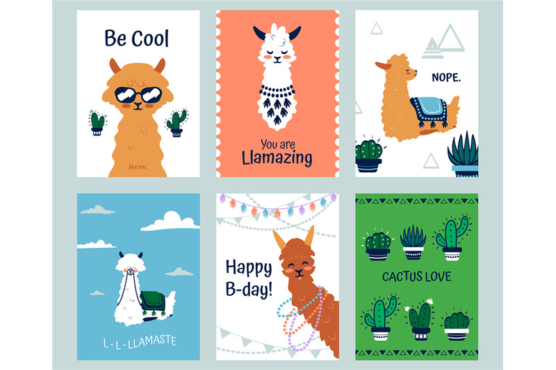 lama-posters-banners-with-cartoon-alpacas-and-clipart-graphic-element