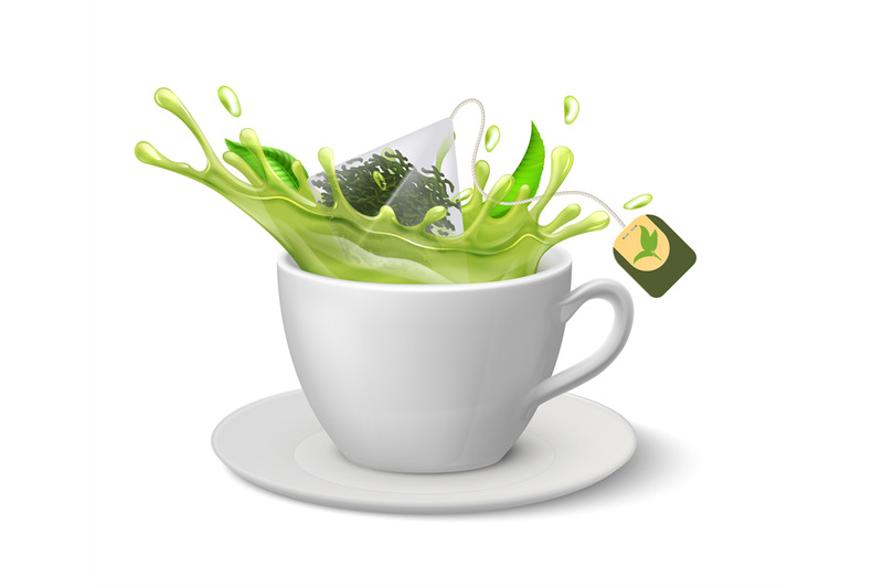 realistic-cup-of-green-tea-white-mug-and-saucer-with-splashes-of-hot