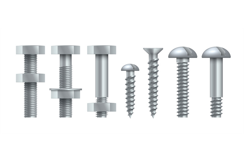 realistic-steel-self-tapping-metal-bolts-with-tightened-nuts-stainle