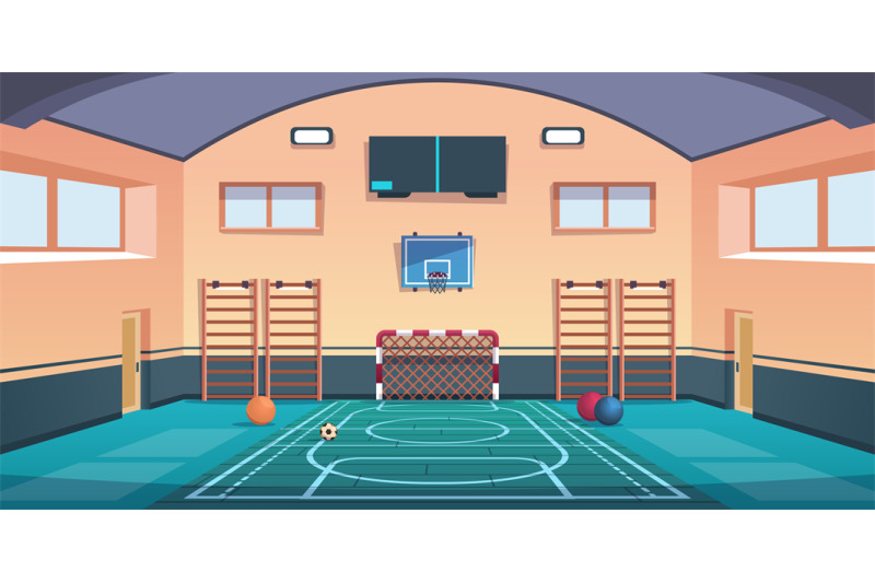 cartoon-school-court-gym-with-basketball-basket-and-football-goal-or