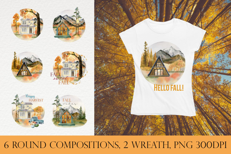 autumn-forest-landscape-and-country-houses-print