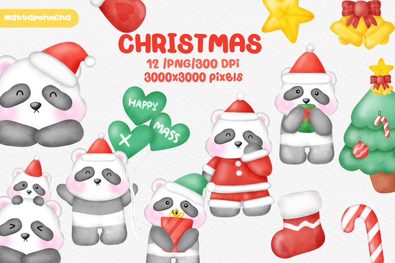 watercolor-christmas-panda