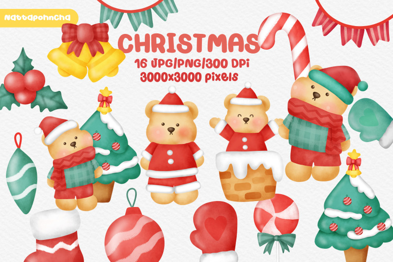 christmas-teddy-bear-in-watercolor-style-clipart