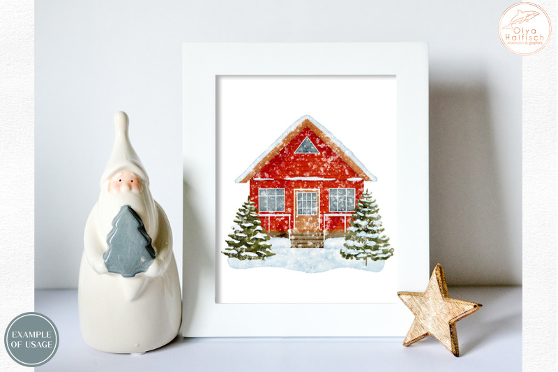 winter-houses-watercolor-clpart-christmas-countryside-png-set