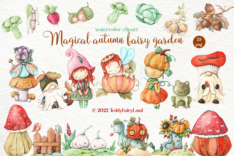 watercolor-autumn-fairy-garden-magic-garden-clipart