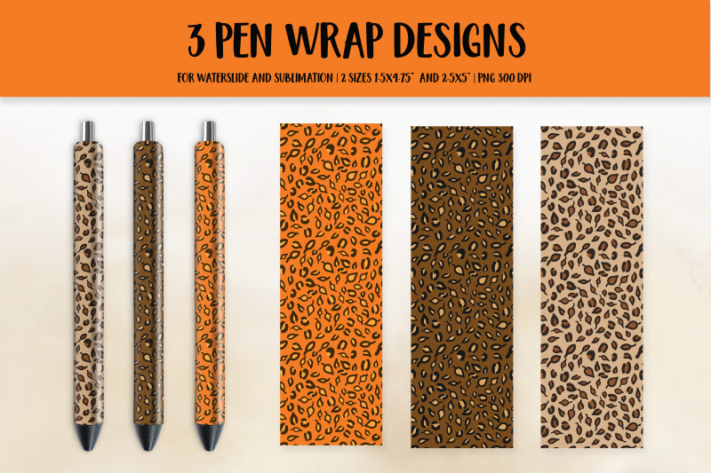 fall-leaves-pen-wrap-sublimation-leopard-print-pen-png