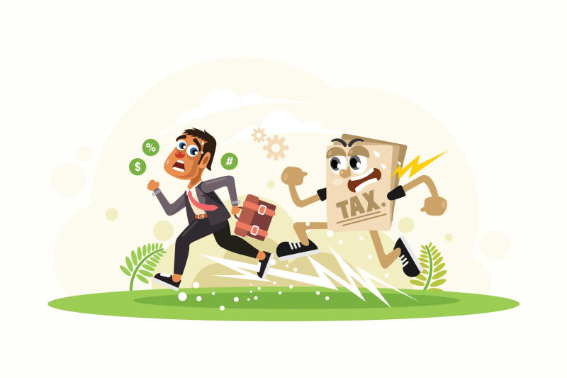 businessman-running-away-from-tax-vector-illustration