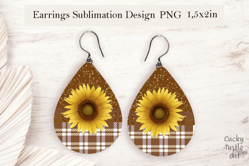 sunflower-plaid-teardrop-sublimation-earrings-design