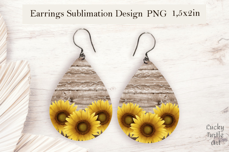 sunflower-wood-background-teardrop-sublimation-earrings-design